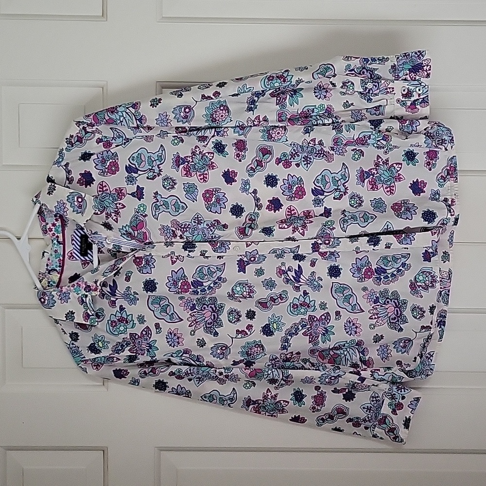 Talbots Womens floral print button down blouse sz LP